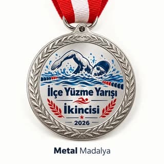 Yüzme yarışı ikinciliği için gümüş renk madalya, Eskişehir Matbaa