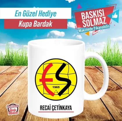 Eskişehirspor armalı ve isimli kupa bardak örneği
