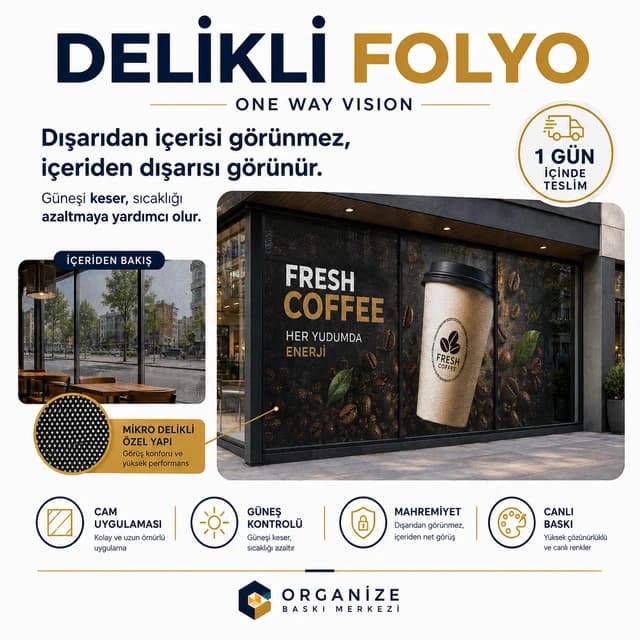 Delikli Folyo Baskı (One Way Vision) - Eskişehir
