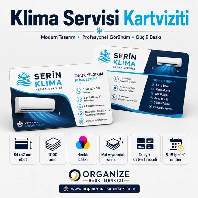 Klima Servisi kartviziti örnek tasarımı