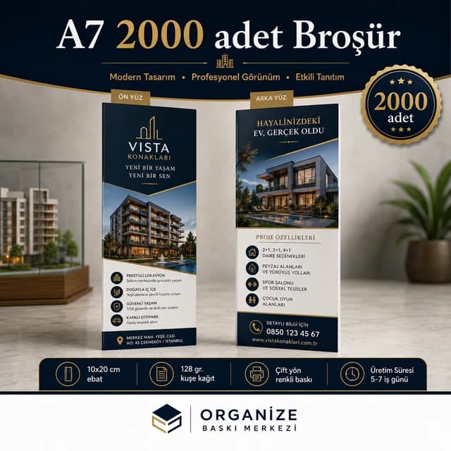 A7 2.000 adet broşür baskı örneği - Organize Baskı Merkezi