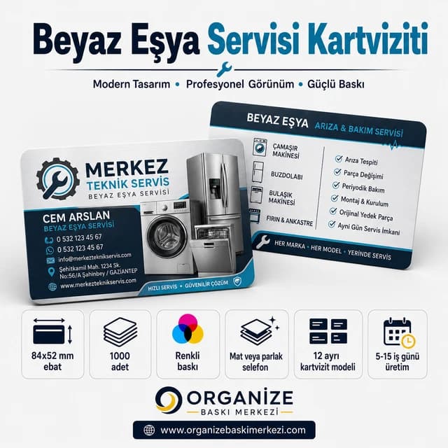 Beyaz Eşya Servisi kartviziti örnek tasarımı