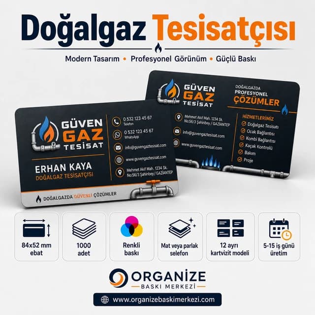 Doğalgaz Tesisatçısı kartviziti örnek tasarımı