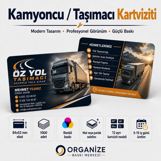 Kamyoncu & Taşımacı kartviziti örnek tasarımı