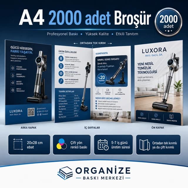 A4 2.000 adet broşür baskı örneği - Organize Baskı Merkezi