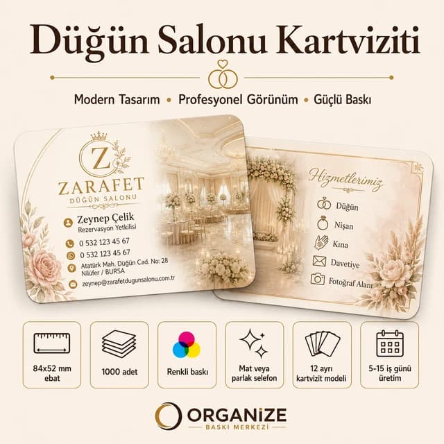 Düğün Salonu kartviziti örnek tasarımı