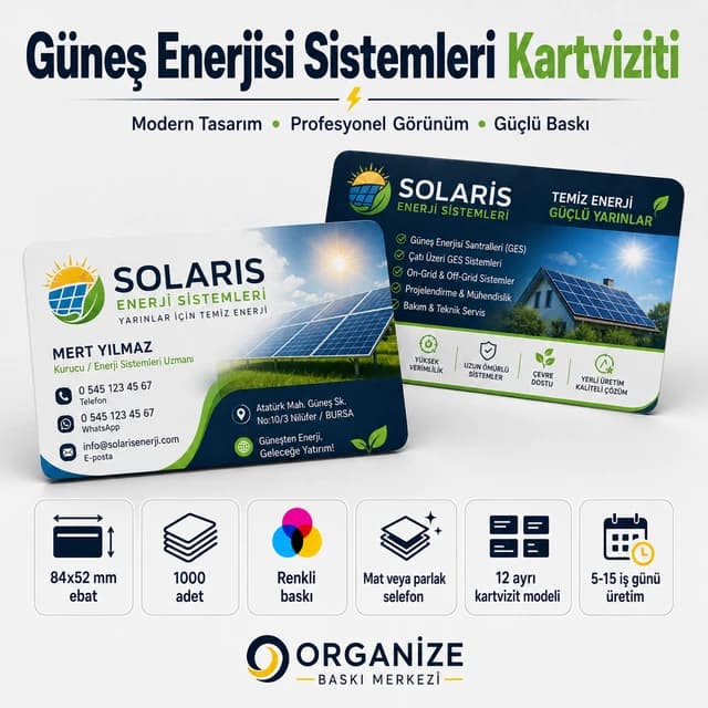 Güneş Enerji Sistemleri kartviziti örnek tasarımı