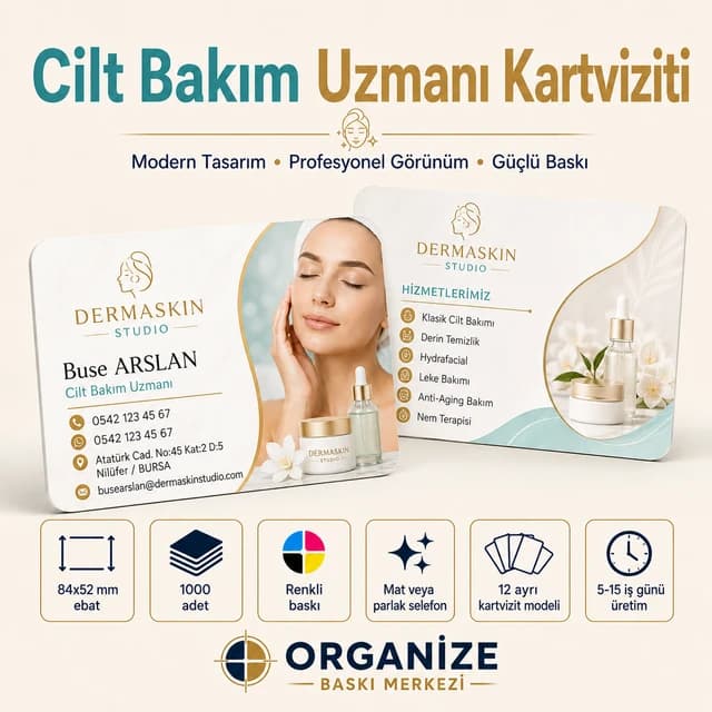 Cilt Bakımı Uzmanı kartviziti örnek tasarımı