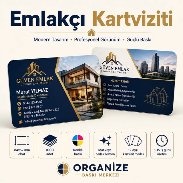 Emlakçı kartviziti örnek tasarımı