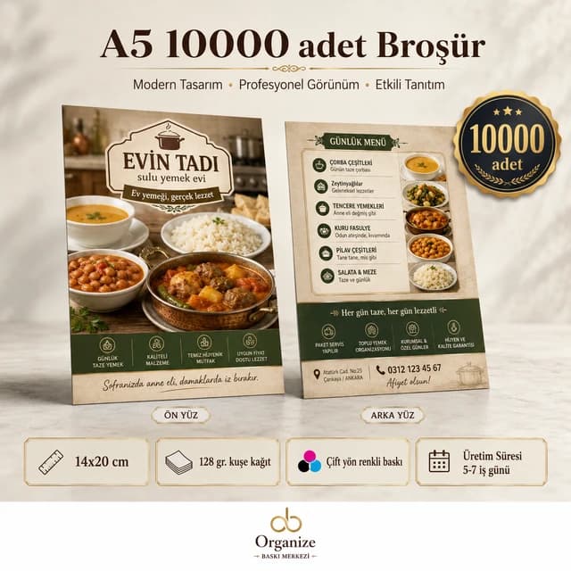 A5 10.000 adet broşür baskı örneği - Organize Baskı Merkezi