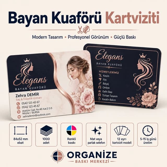 Bayan Kuaförü kartviziti örnek tasarımı