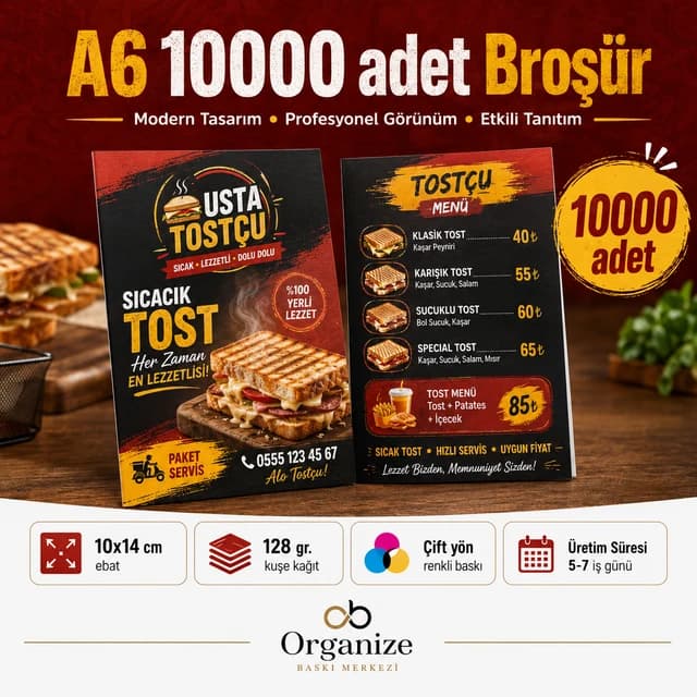 A6 10.000 adet broşür baskı örneği - Organize Baskı Merkezi