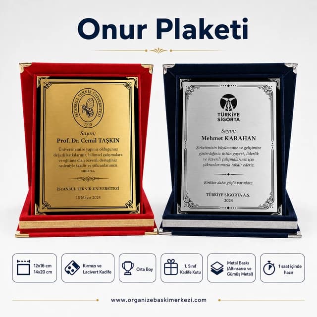 Onur Plaketi Kadife Plaket