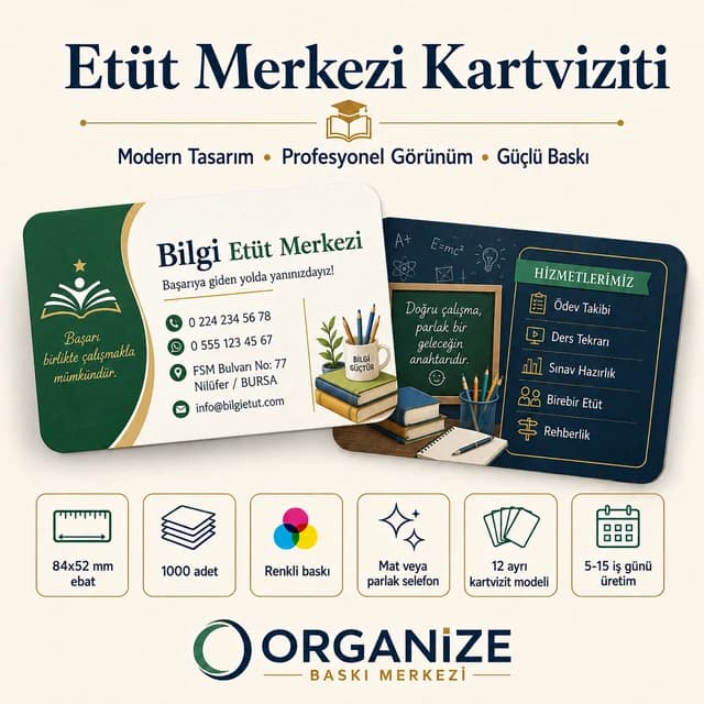 Etüt Merkezi kartviziti örnek tasarımı
