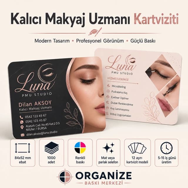 Kalıcı Makyaj Uzmanı kartviziti örnek tasarımı