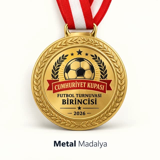 Eskişehir'de futbol turnuvası birincisi için hazırlanan altın renk metal madalya