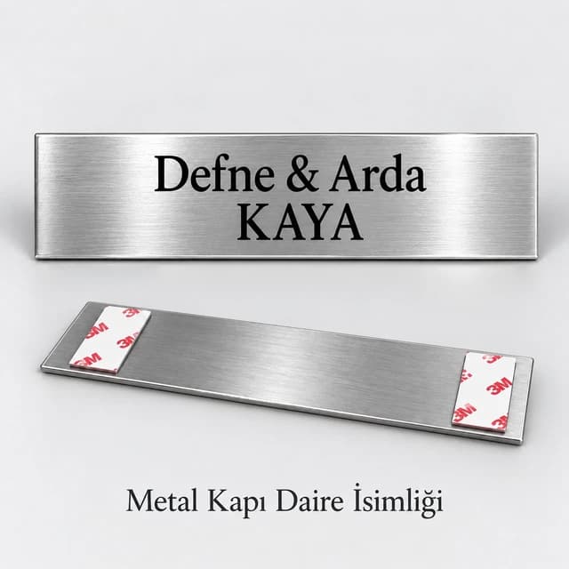 Eskişehir'de daire kapısı için çift isimli gümüş metal kapı isimliği