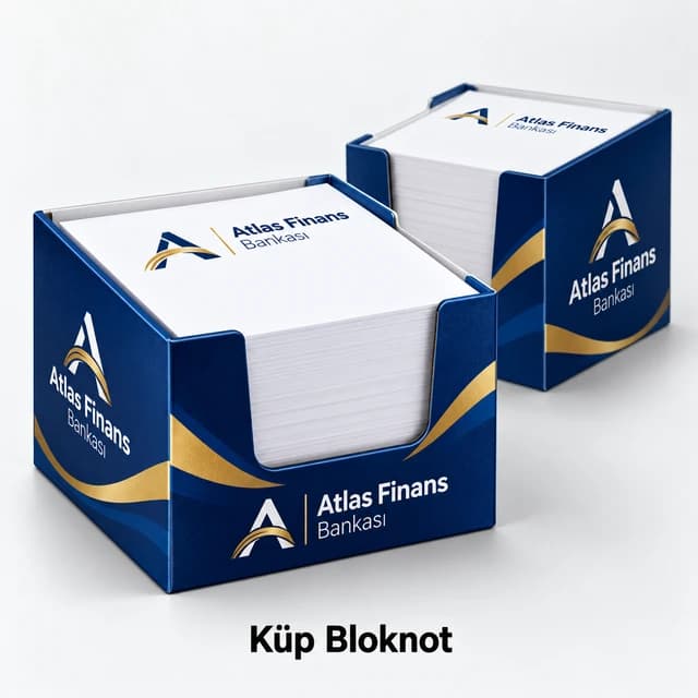 Banka için lacivert altın küp bloknot örneği