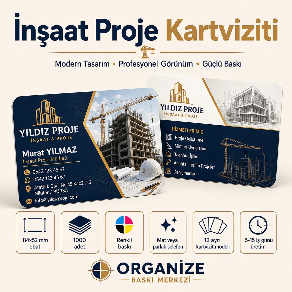 İnşaat & Proje kartviziti örnek tasarımı