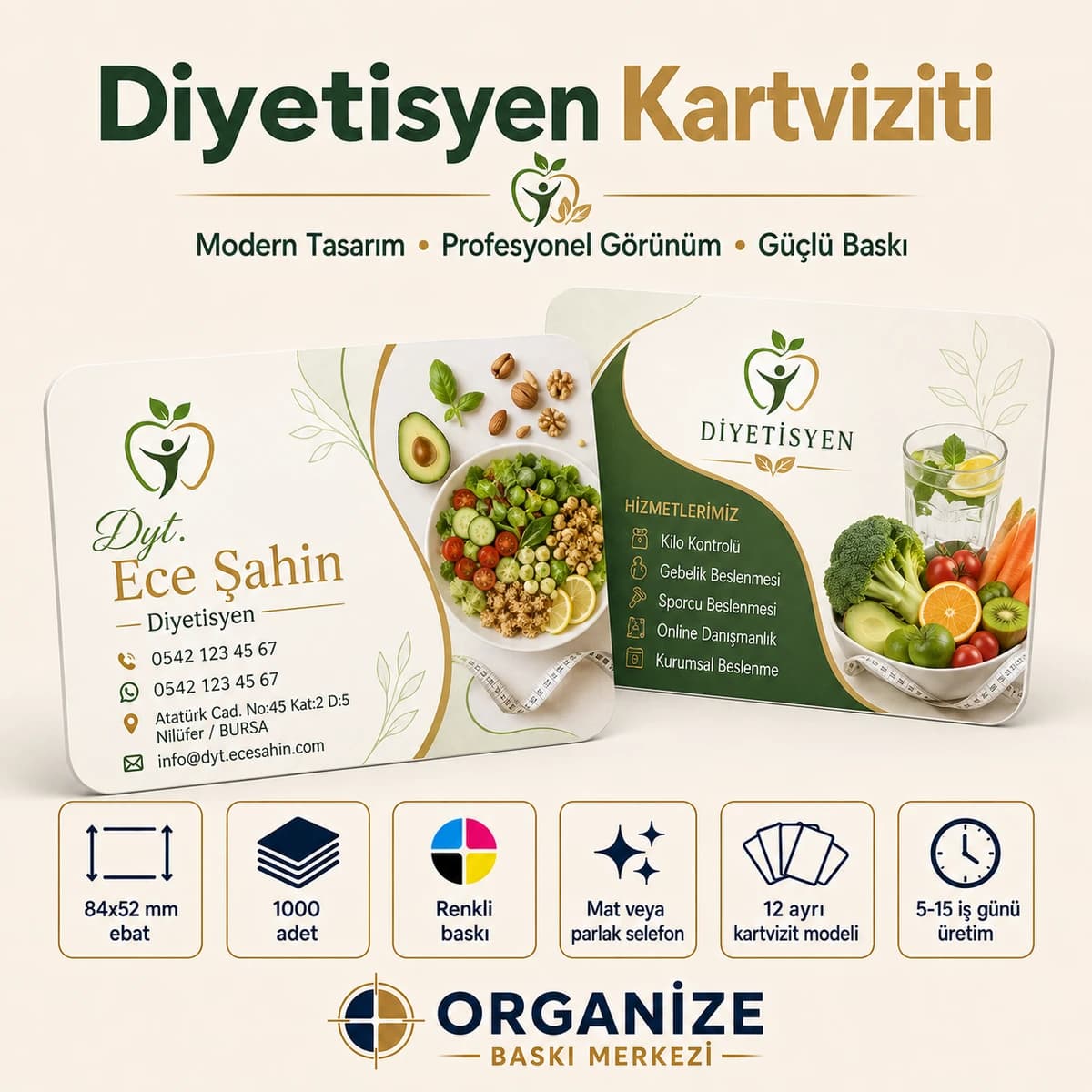 Diyetisyen kartviziti örnek tasarımı