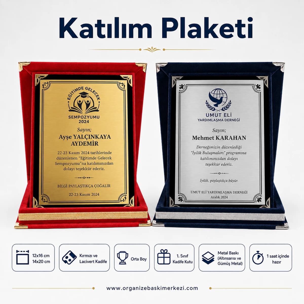 Katılım Plaketi Kadife Plaket