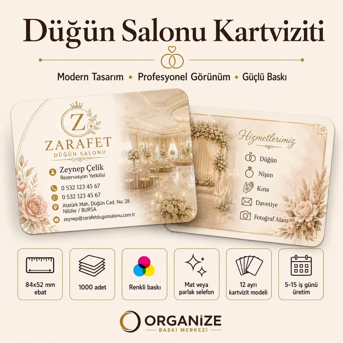 Düğün Salonu kartviziti örnek tasarımı