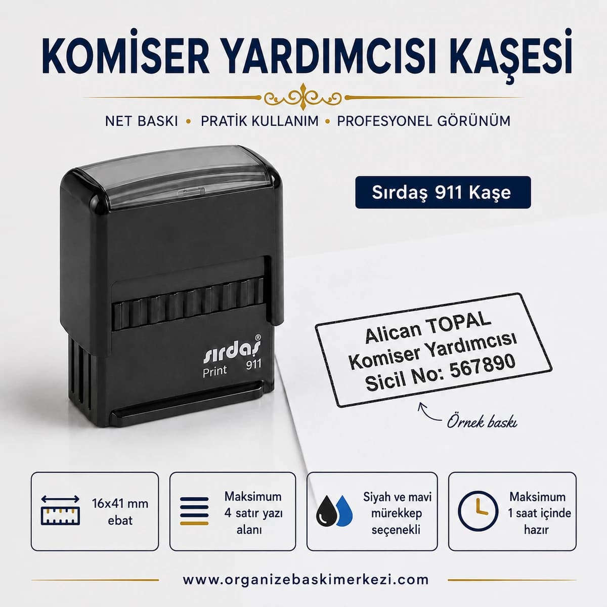 Komiser Yardımcısı Kaşesi Sırdaş 911 16x41 mm