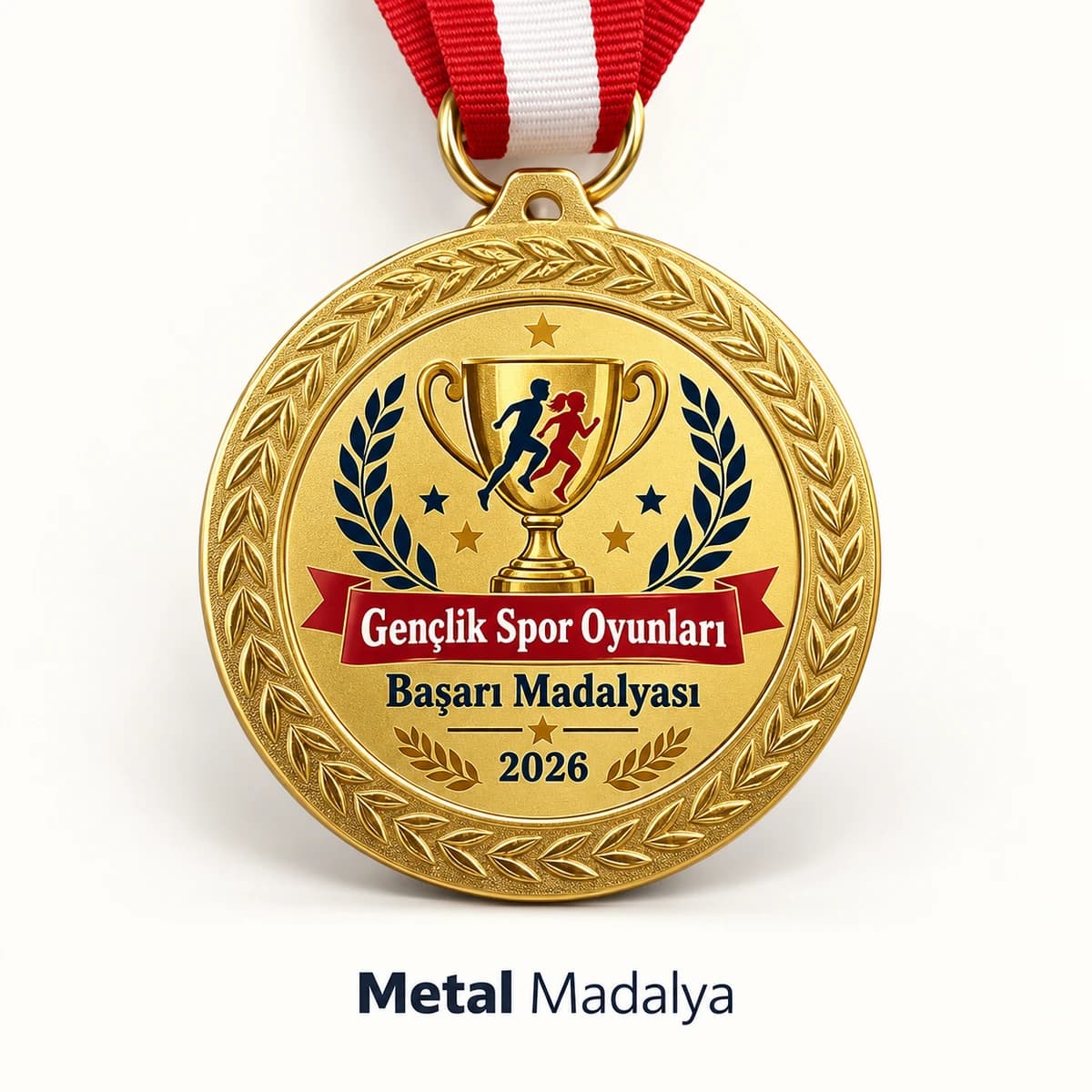 Başarı Madalyası Baskısı Eskişehir'de okul ve spor etkinlikleri için altın renk baskılı başarı madalyası