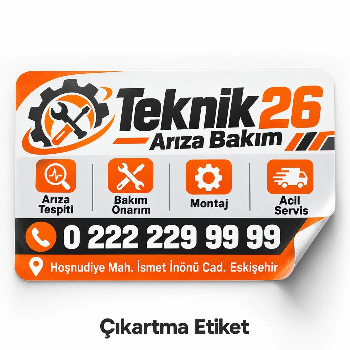Arıza bakım servisi için servis etiketi örneği