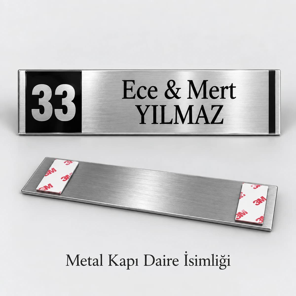 Daire Numaralı Metal Kapı İsimliği Eskişehir'de apartman dairesi için numaralı gümüş metal kapı isimliği
