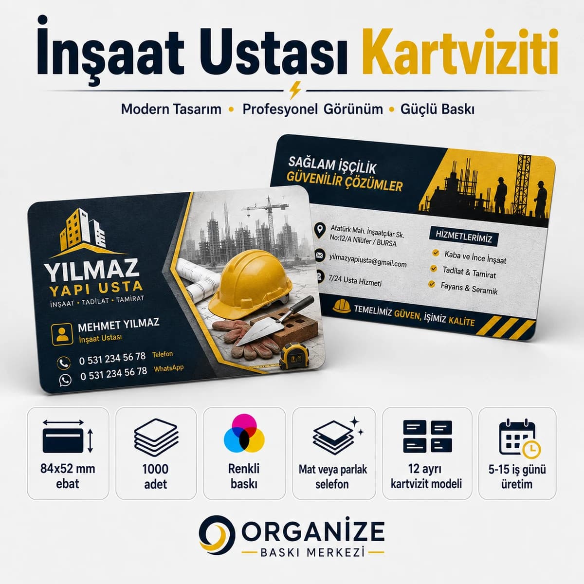 İnşaat Ustası kartviziti örnek tasarımı