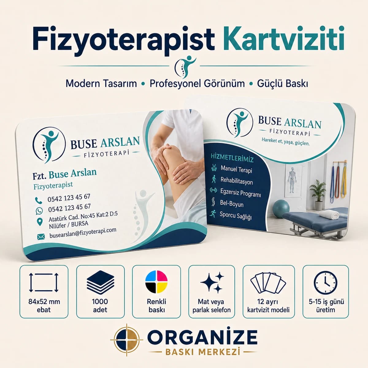Fizyoterapist kartviziti örnek tasarımı