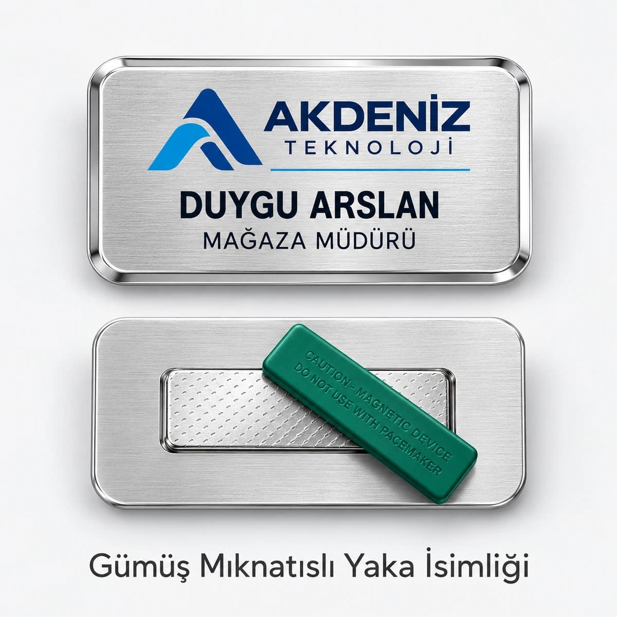 Gümüş Mıknatıslı Yaka İsimliği Eskişehir'de mağaza yöneticileri için gümüş mıknatıslı yaka isimliği