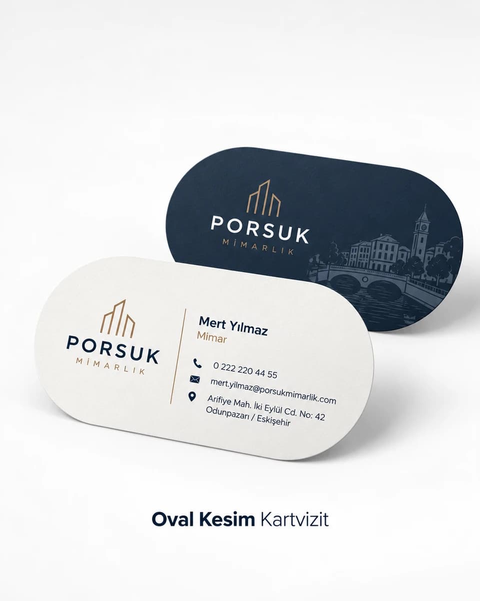 Oval kesimli kartvizit örneği
